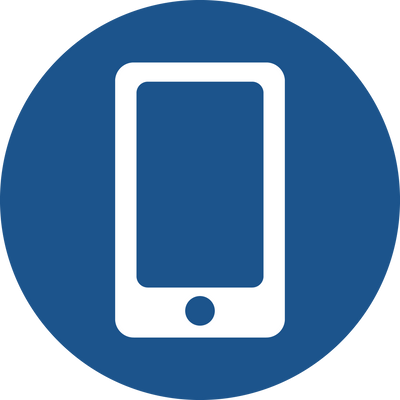 Mobile phone icon in blue circle